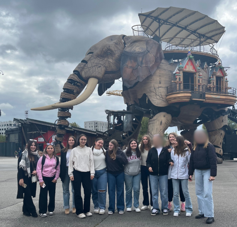 Classe de terminal SAPAT devant l'éléphant des machines de l'île