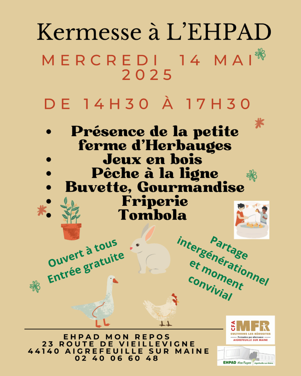 Kermesse intergénérationnel à l'EHPAD Mon repos d'Aigrefeuille sur maine